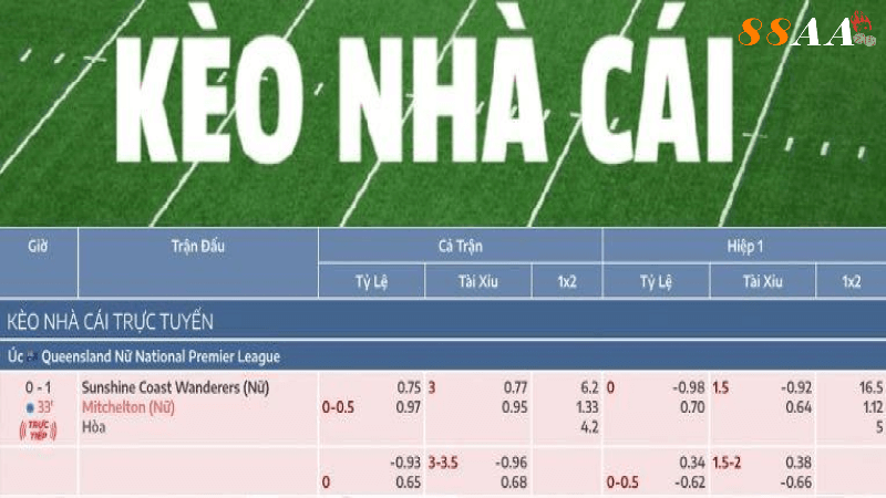 Các loại kèo trực tiếp bóng đá phổ biến tại 88aa